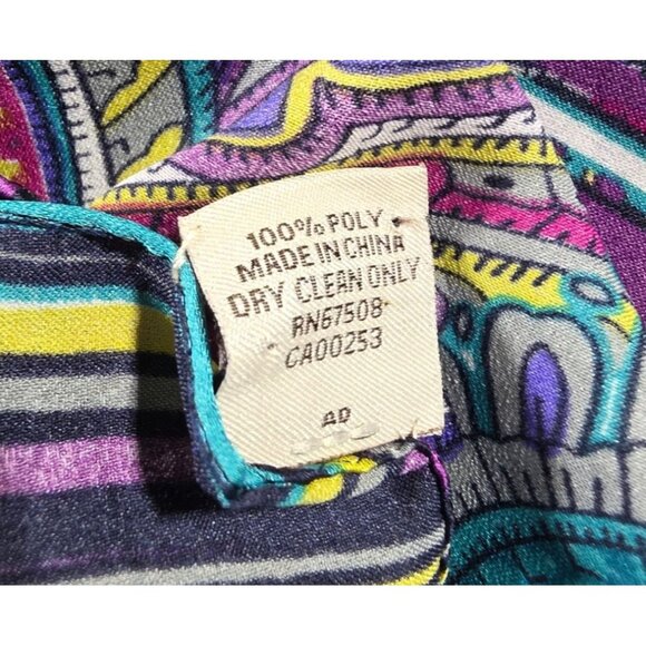 Scarf paisley boho Anne Klein Womens Striped Scarf purple teal yellow statement - Picture 5 of 7